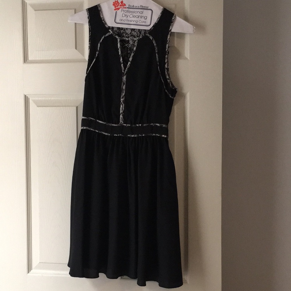 Armani Exchange black fit & flare chiffon dress